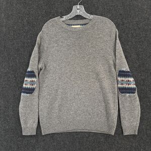Refectory Sweater Men's Medium Gray Lambswool Elbow Patch Crewneck